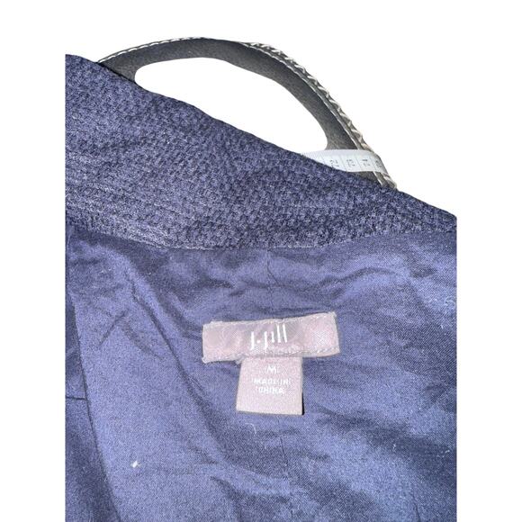 J. Jill Womens M Ink Blue Silk & Cotton Textured Jacket Two-Button Pockets - Picture 5 of 5